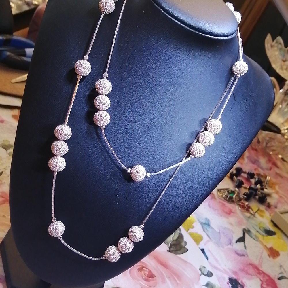 Elegant Rose Gold Tone Chain with Sparkling Crystal Balls Necklace